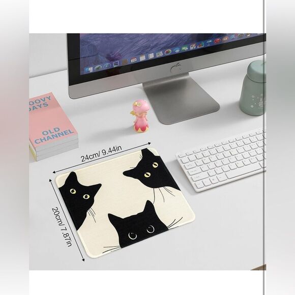 Square Cute 3 cats Mouse pad Non-Slip Rubber Base (Three Cats) NIP - Picture 6 of 9